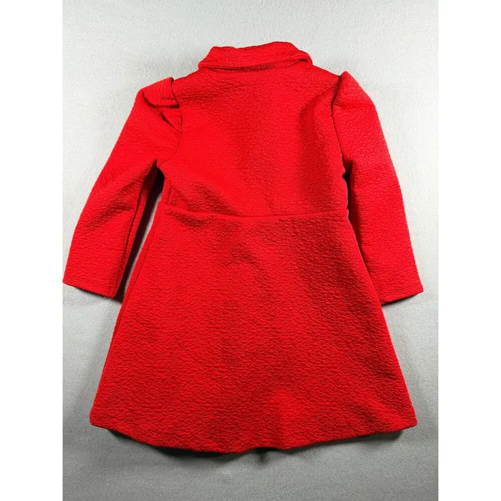 BONNIE JEAN GIRLS DRESS COAT RED TEXTURED SIZE 3T